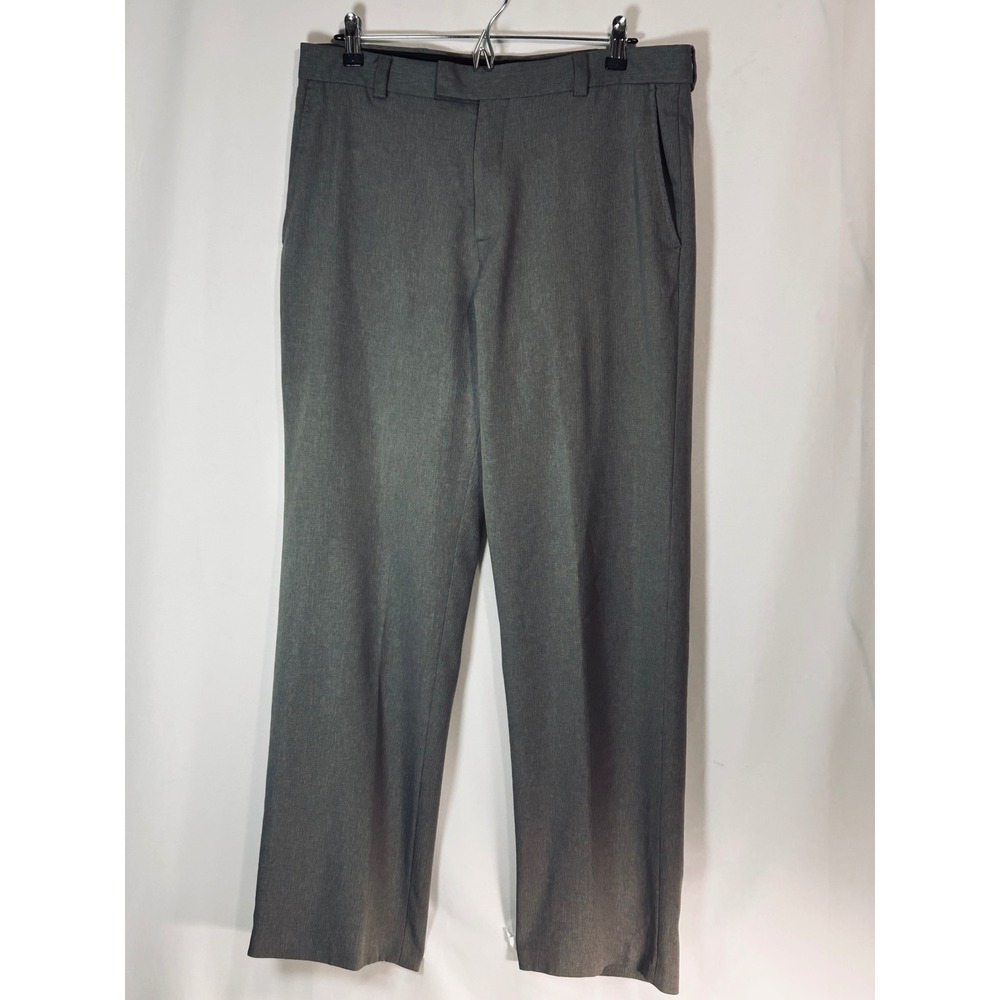 Mens Heather Grey Flat Front Straight Leg Dress‎ Pants Trousers 36x30